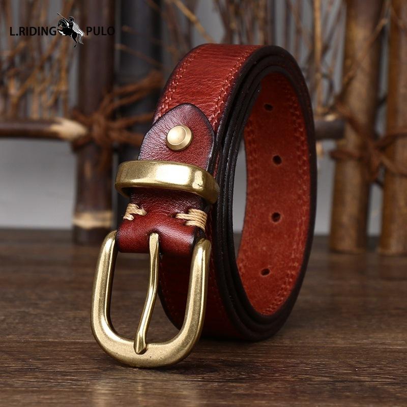 Belt Women Decorative Genuine Leather Belt Women Pin Buckle Pure Cowhide Retro Korean Style Fashion All-match