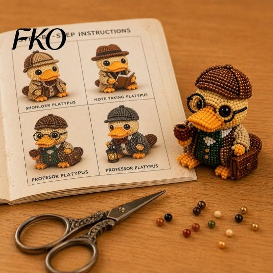 Hand-Perlen-Set 3D-Perlen-Schnabeltier-DIY-Set, Kleines Tier-Bastelset, Anfänger-Perlen-Set für Erwachsene, Kreative Dekoration, Geburtstag