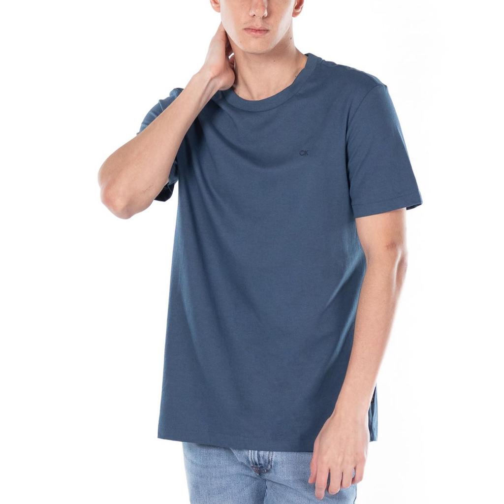 Calvin Klein Solid Color Comfortable Crew Neck Short Sleeve T-Shirt Men Tops Blue 40LC202-410