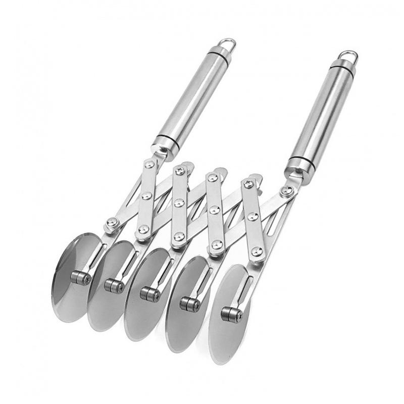 Stainless Steel Pizza Slicer Multi-Purpose 5-Wheel Pastry Cutter Dough Divider Roller Anti-Slip Cookie And Pastry Knife Cutter