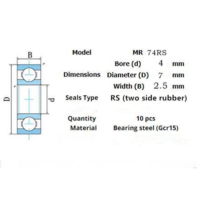 Bearing 10pieces Mr74rs 4*7*2.5(mm)