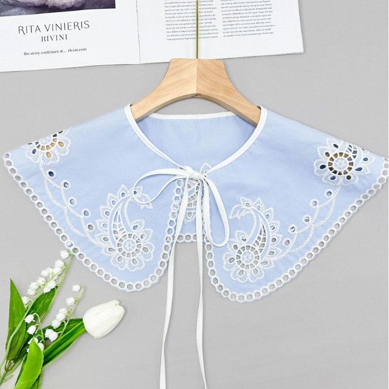 Perfect Match Pink Women Scarf Shawl Detachable Collar Tie Necklace Embroidery Lapel Fake False Collar Woman Lace Tie Neckwear Nep Kraagie