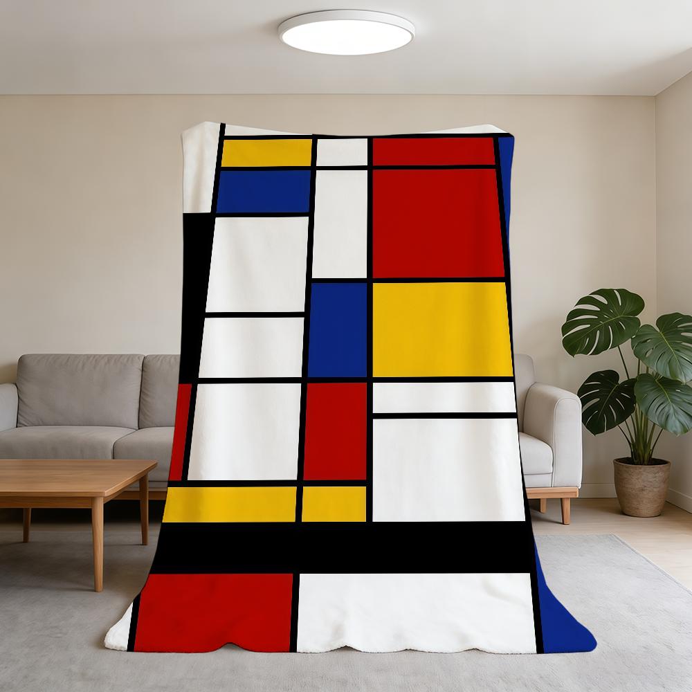 Decke Super Warm Bequem Plüsch Überwurfdecke M-Mondrian-ES Kind Zuhause Kunst Sofa Schlafzimmer Geschenk
