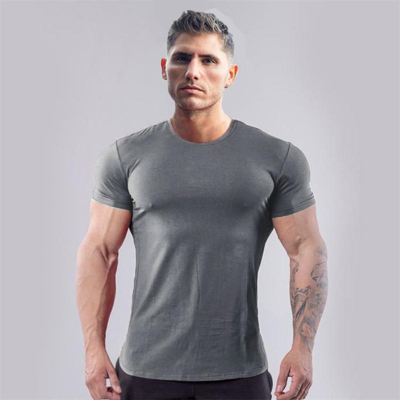 Men's Slim Fit Cotton Crew Neck Sports T-Shirt - Breathable, Stretch, Short Sleeve, Summer Gym Wear