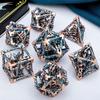 ARUOHHA Hollow DND Dice Set Copper Blue 5-Headed Dragon D and D Dice with Gift Box, Dungeons and Dragons Role Playing Games 7PCS Metal Polyhedral