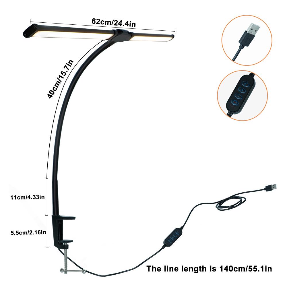 LED Eye-Caring Computer Monito Desk Lamp 10 Level Dimming 3 Color Mode Flexible LED Architect Table Light Reading Lamp for Home