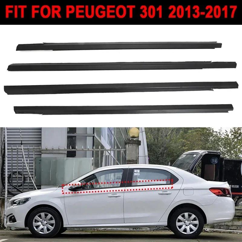 4 Pezzi Guarnizione in Gomma per Vetro Finestrino Esterno per peugeot 301 2013-2017 2014 2015 Striscia di Pressione Striscia di Tenuta Impermeabile Nero o Cromato