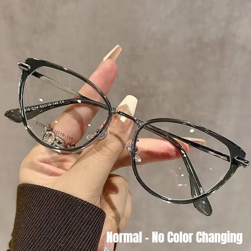 Luxury Cat Eye Myopia Glasses for Women Pchromic Nearsighted Eyewear Minus Blue Light Blocking Computer Eyeglasses 0 To -4.0