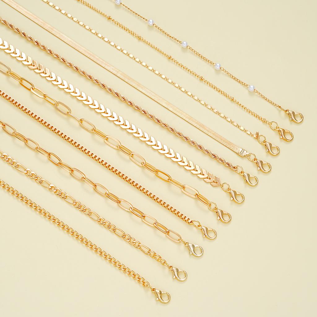 11 Pcs Boho Multi Layer Anklets Set For Women Vintage  Simple Summer Gold Color Pearl Chain On Leg Beach Foot Jewelry Gifts 2025
