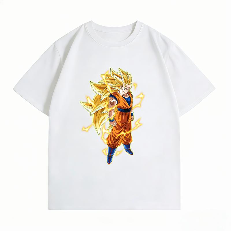 Unisexs Clothing New 100 Cotton Breathable Summer TShirt Bandai Dragon Ball Z Goku Super Saiyan 3 Print Casual Unisexs Tops