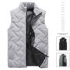 Men Waistcoat Embossing Solid Color Stand Collar Cotton Padded Coldproof Autumn Winter Zipper Vest Coat for Rock Climbing