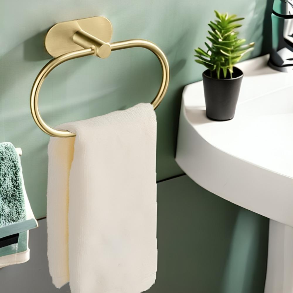 Stainless Steel Towel Ring Holder Self Adhesive No Drill Wall Mounted Bathroom Rack for Hand Towel Storage Towel Holder Bathroom