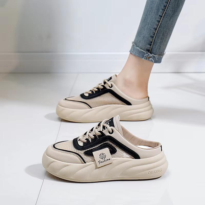 Fashion Women's Half Slippers Summer New Hollow Out Breathable Ladies Casual Shoes Lightweight Soft-soled Sandals Zapatos Mujer