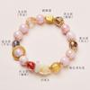 Yongxiang-style Beijing Incense Ash Glass Bracelet with Pink Porcelain Nine-tailed Fox and Gold Foil, Good Luck Bracelet, Gift for Best Friends