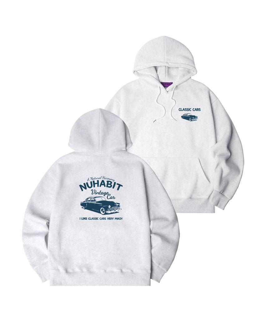 N/H Classic Cars Oversized Fleece-Lined Hoodie_Melange White (Soh4-4Nh1209)