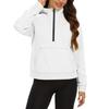 Women Fashion Long Sleeve Hooded Sweatshirt Casual Loose Fit Zipper Pocket Solid Color