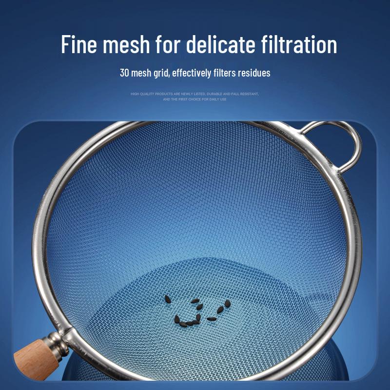 Holzgriff Edelstahl Schaumlöffel & Sieb für Sojamilch, Saft, Tee, Mehl & Öl