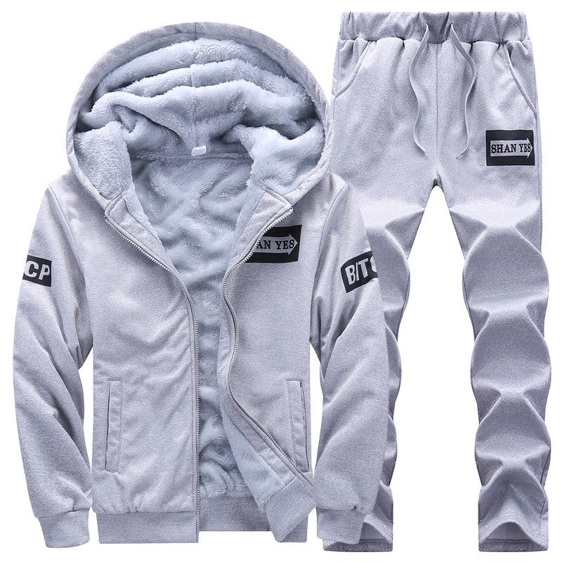 

Мужской спортивный повседневный костюм-двойка на флисовой подкладке для осени/зимы 2025 M серый