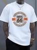 Plus-size Outdoor Casual Sports T-shirt, Route 66 Themed Limited Edition Vintage T-shirt- Classic American Road Sign Hea
