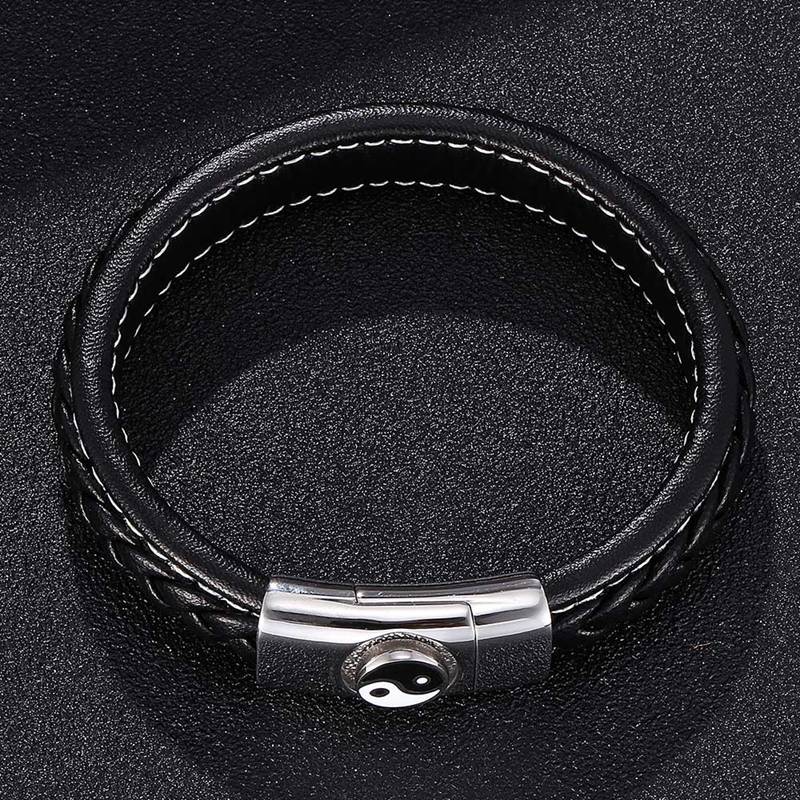 Men Bracelet Chinese Traditional Gossip Stainless Steel Buckle Charm Bracelet Bangle Male Wristband Gift