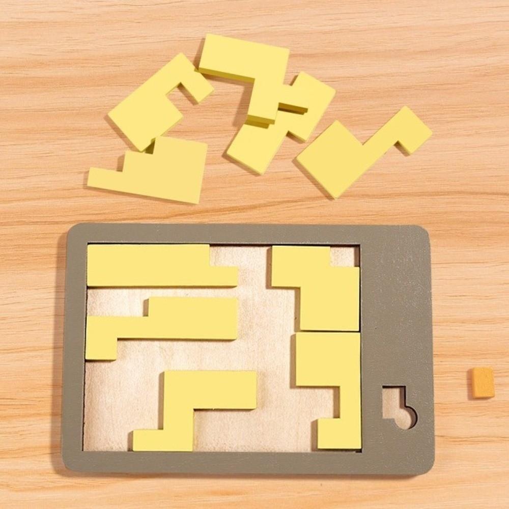 Irregular Shape Wooden Block Puzzle Colorful Brain Teaser Game Geometric Puzzles  Educational Toys