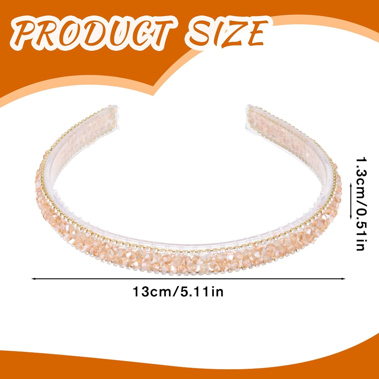 Gold Headbands for Women, Champagne Rhinestone Headband Sparkle Fancy Non Slip for Women Girls