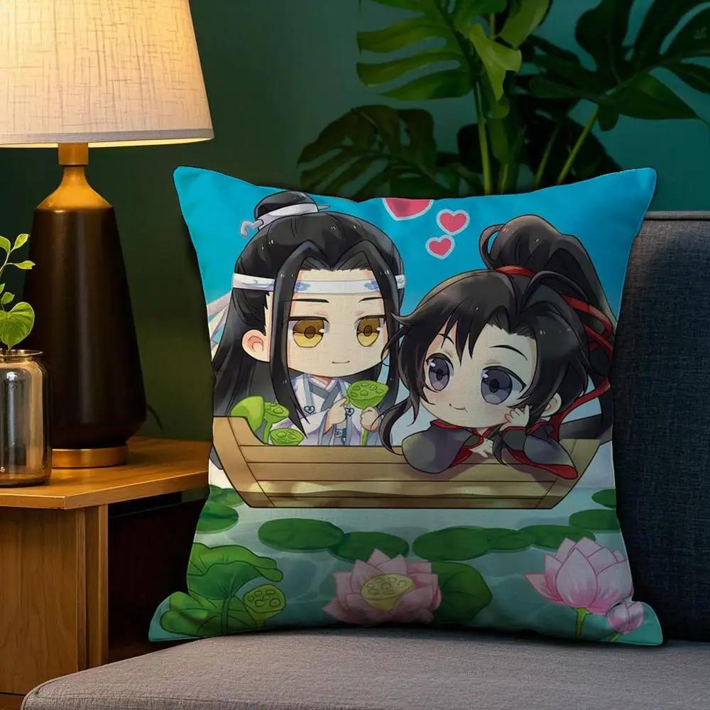 M-Mo D-Dao Z-Zu S-Shi Pillow Case Sofa Living Room Bedroom Double-Sided Printing Square Cushion Nap Time Cushion Cover