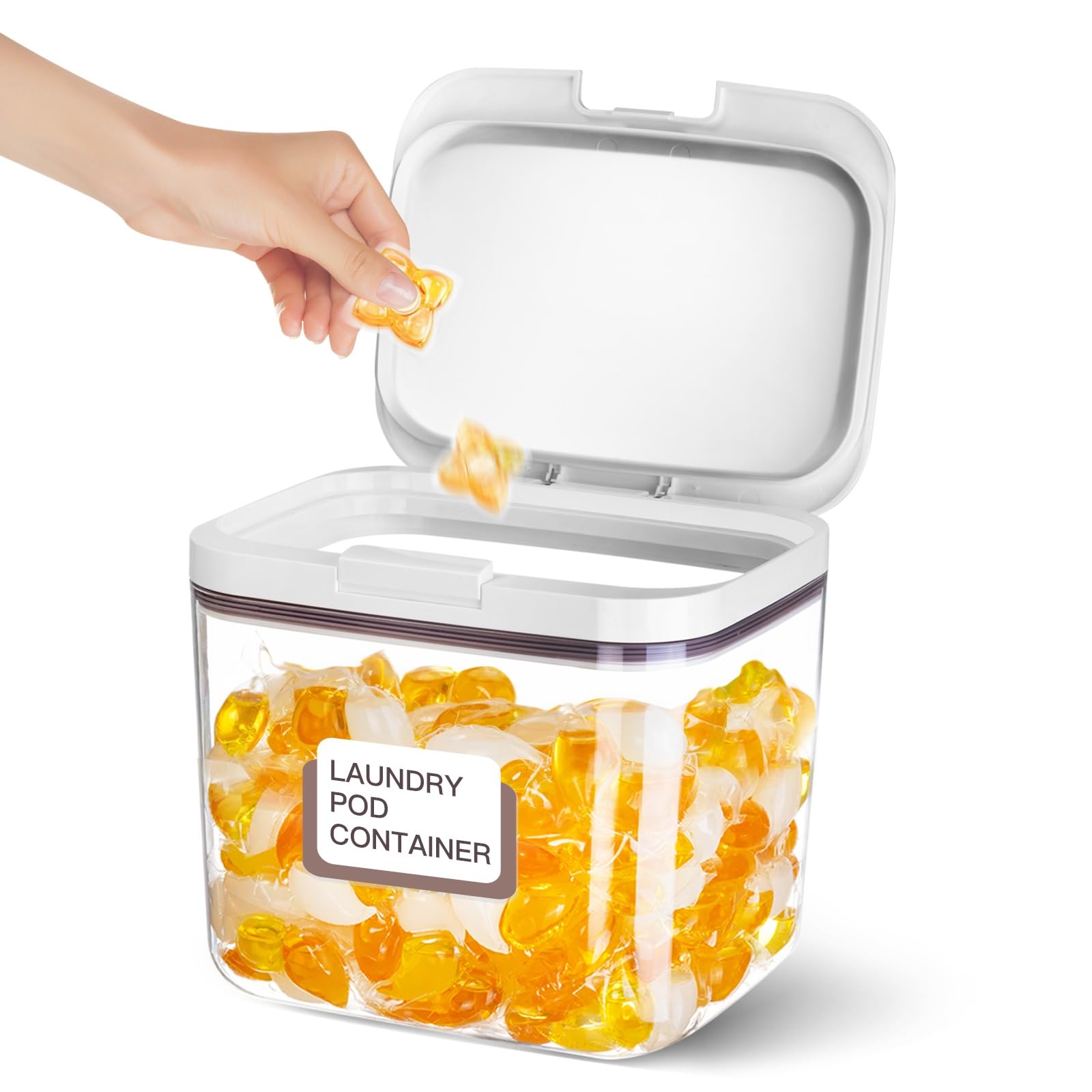 

Контейнер для капсул LivLab LLaundry с крышкой для организации прачечной, диспенсер для стирального порошка вместимостью 180 капсул, полупрозрачный белый (4,0 л)