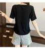 2026 Summer Plus Size Women's Sweet Cartoon Embroidery Round Neck T-Shirt