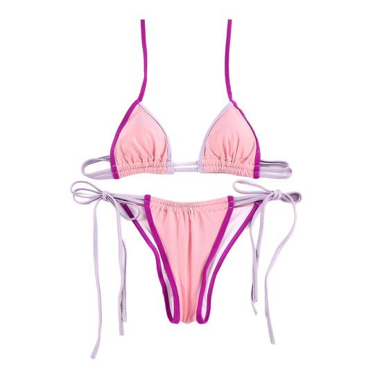 2Pcs/Set Women Swimsuit Set Halter Underwire No Padded Bra Ruched High Waist