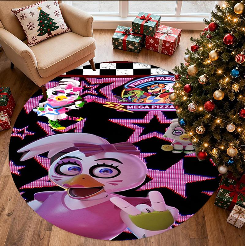 Five Nights at Freddy's Pattern Round Rug, Indoor/Outdoor Mat, for Picnic, Gameroom, Bedroom, Office, Living Room, Home Decor Carpet, Birthday Gift