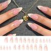 24 Pcs Simple Pink Press On Nails With Silver Glitter Powder Decor Removable Fake Nail Tips Set