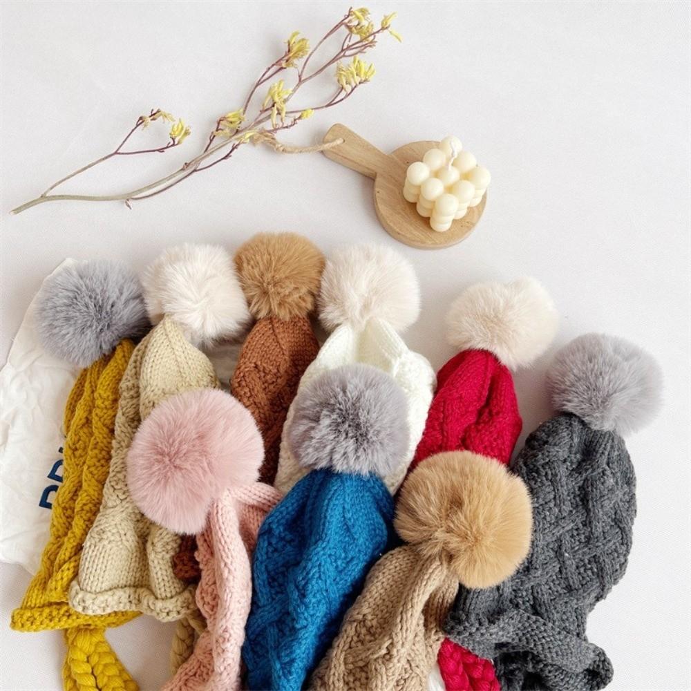 Soft Warm Hand Knitted Cap Autumn Winter Ear Protection Cap Korean Baby Crochet Hat Toddler
