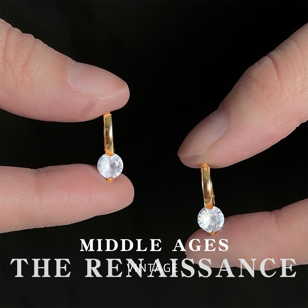 Simple Love Geometric Round Zircon Ear Buckles Commuter Versatile Earrings Earrings