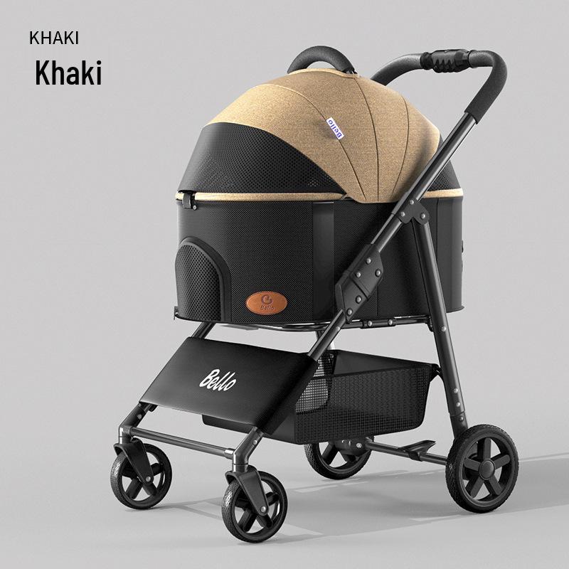 

Bello Pet Stroller: Detachable, Portable, One-Button Folding for Medium Dogs and Cats. Ideal Travel Essential. Detachable LD02X хаки