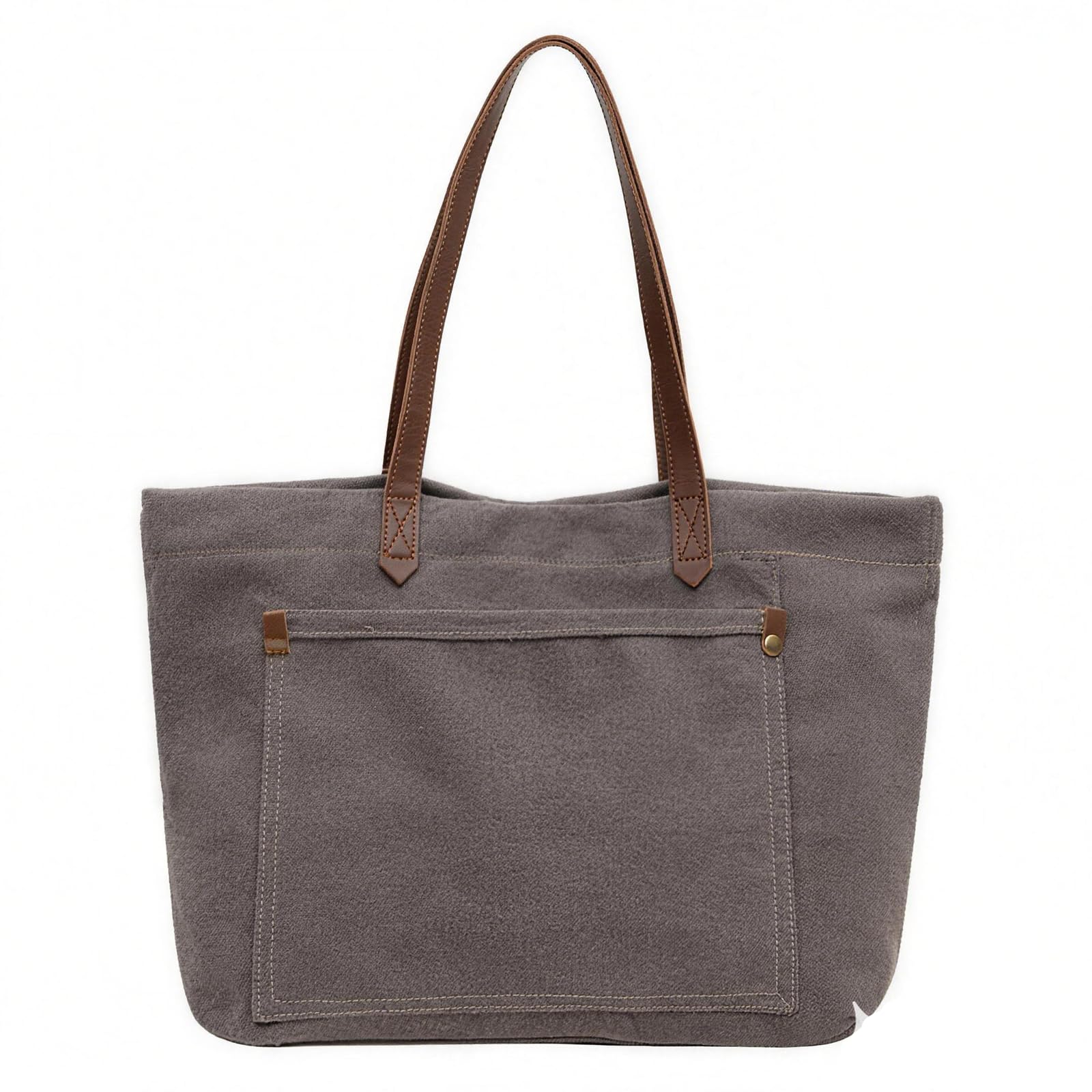 

[VFBNUINJKL] Large Capacity Canvas Tote Bag for Men and Women, Lightweight, A4 Size, 2-Way, Perfect for Travel, Commuting, and School (Gray)