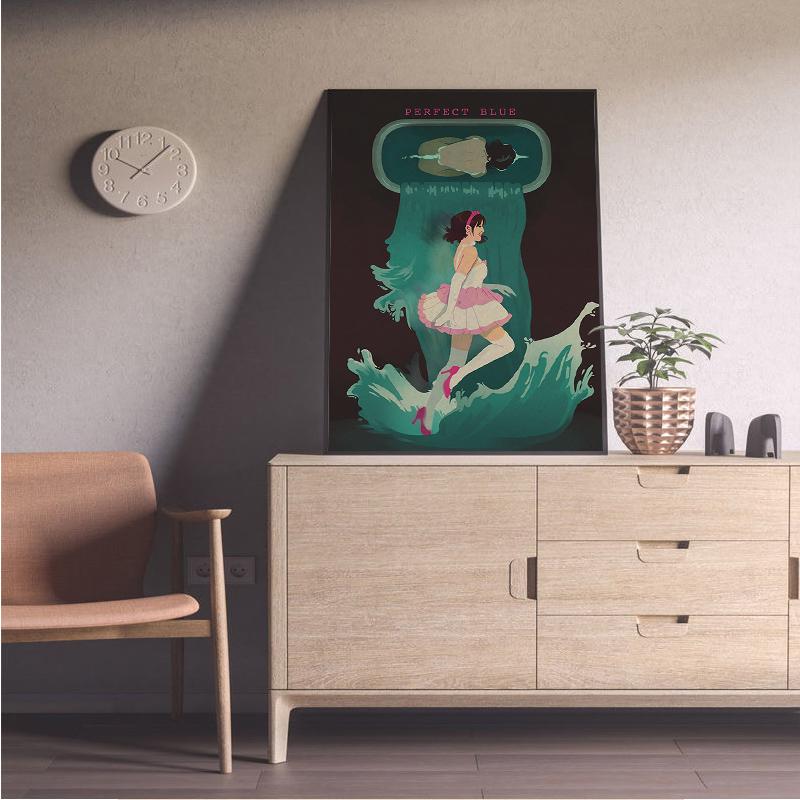 Affiche de dessin animé bleu parfait, impression d'image de dessin animé japonais, Vintage, chambre familiale, Bar, café, décoration murale d'art esthétique