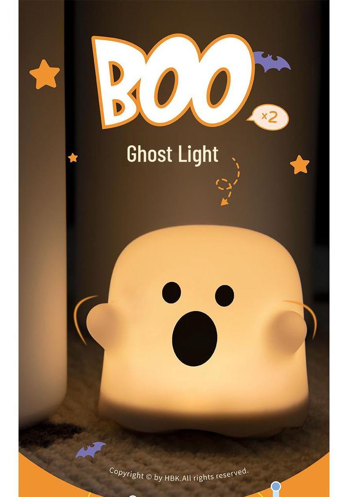 Ghost Night Light: Cute Tap & Timer Bedside Sleep Companion with Charging Atmosphere, Perfect for Fun Pranks & Gifts.