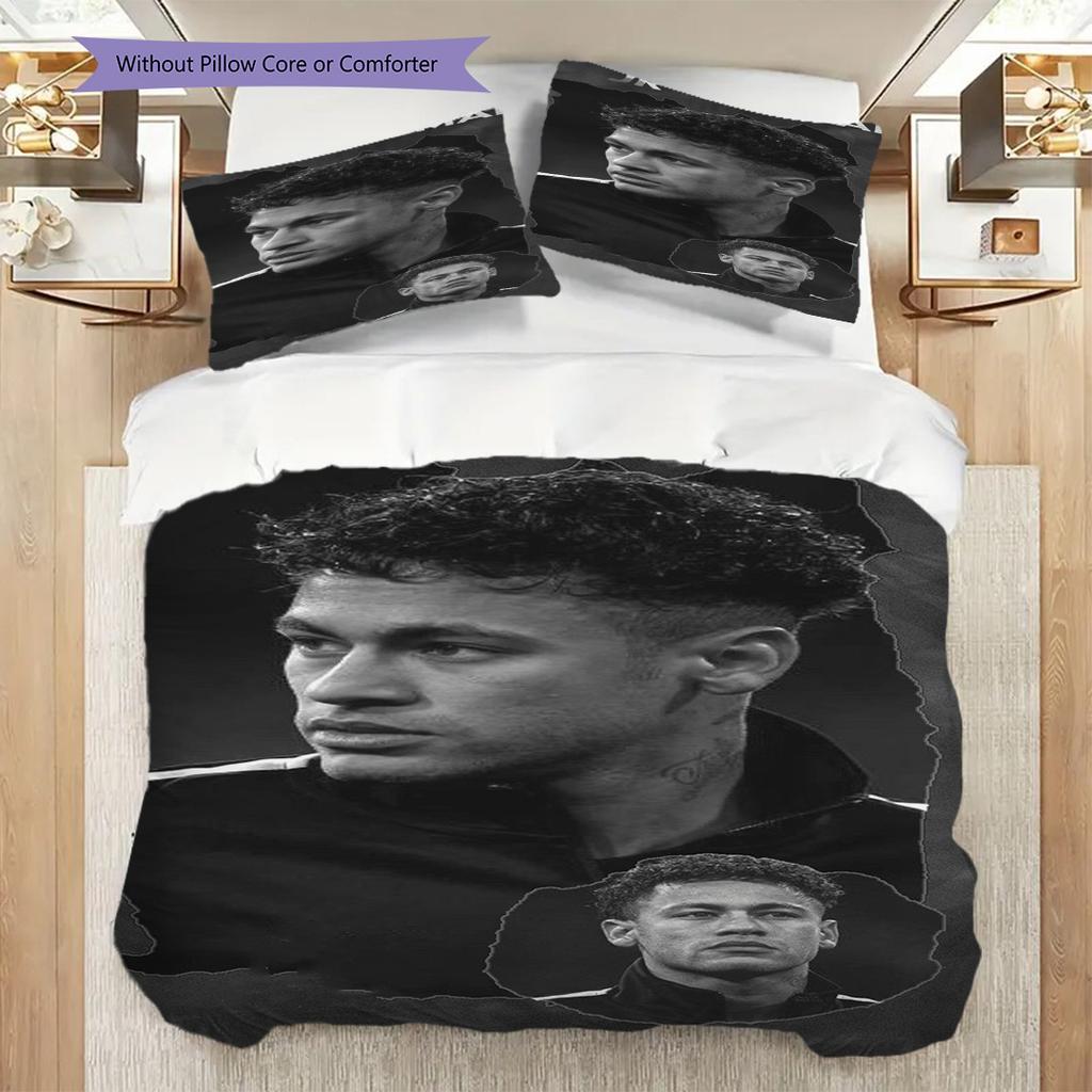 Biancheria da letto con vibrante arte calcistica di Neymar Jr (1 * copripiumino + 2 * federa, senza nucleo) Set Lenzuola Regalo di Compleanno di Natale Piatto 2D