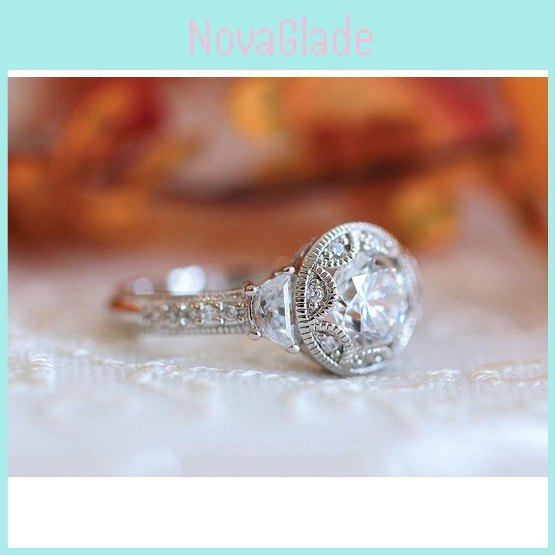 Stunning Silver Plated Jewelry Party Ring Featuring Round White Sapphire