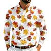 Camicia da uomo a maniche lunghe, leggera, in rete traspirante, con colletto stampato a foglia d'acero, per l'autunno