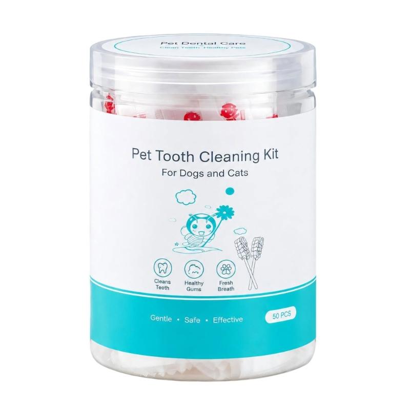 Pet Chew Toothbrush for Kittens and Puppies, Soft Gauze Texture Wipes Food Particles During Routine Dental Care