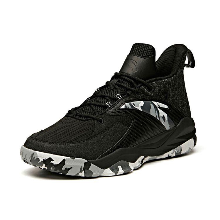 Anta Shock Absorbing Wear Resistant Non Slip Mid Top Basketball Shoes Men Sneakers Black White Gray 112141148R-1