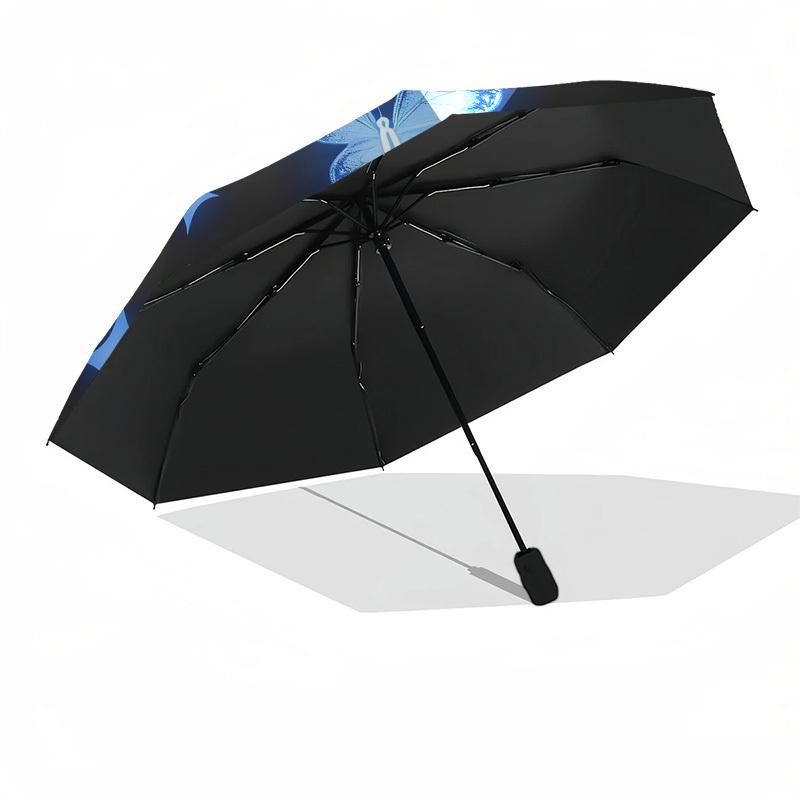 1pc Butterfly Stars Automatic Folding Umbrella, Heavy Duty 8 Rib Iron Frame,  Suitable for Travel, Daily Use, Birthday, Decor Gift  55