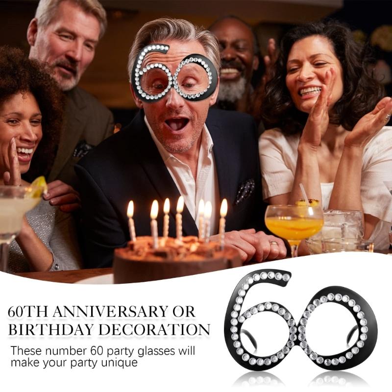 Number Crystal Frame Party Dress-up Glasses for Adults Birthday Christmas Party