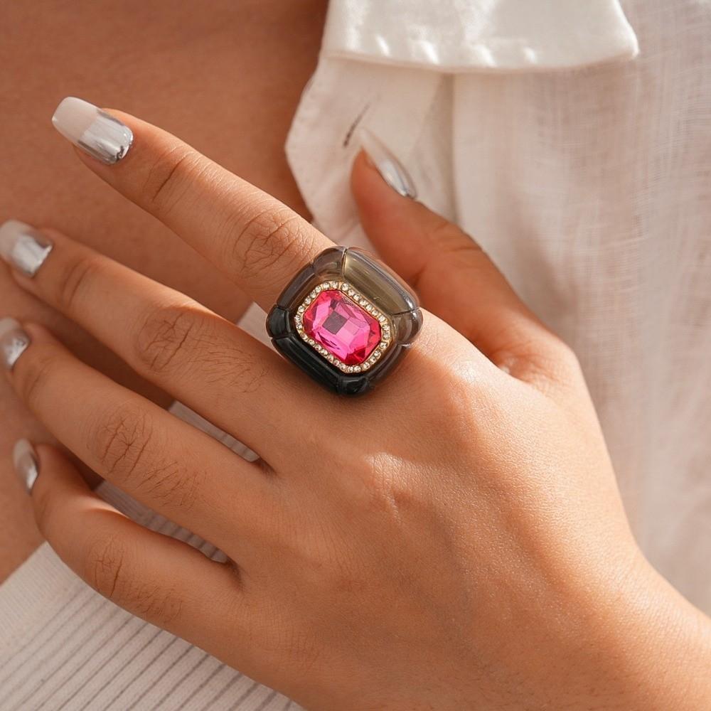 Exaggerated Acrylic Resin Ring Y2K Classic Big Dome Plain Ring Geometric Ring  Travel
