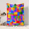 1pc Building Block Jigsaw Puzzle Blanket, Lightweight Flannel Throw Blanket for Sofa, Bed, Travel, Camping, Living Room, Office, Couch050