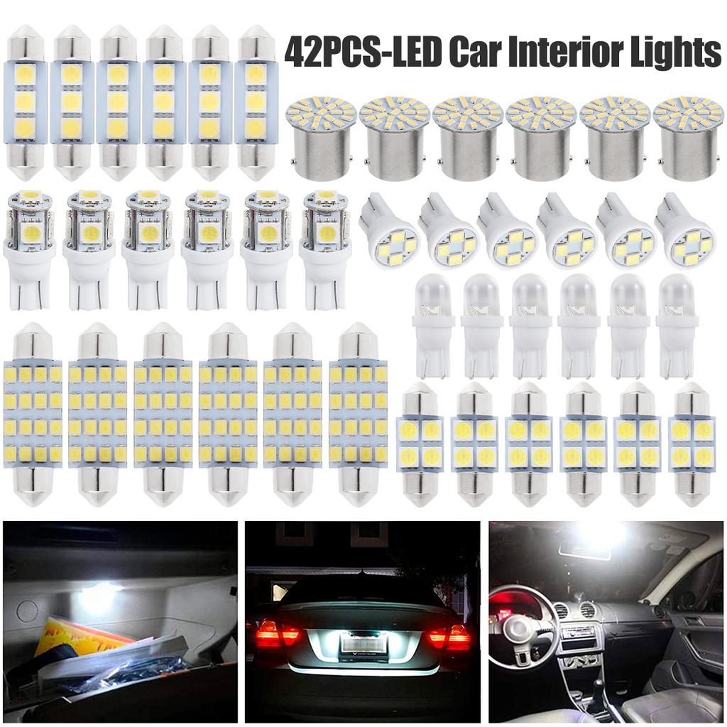 42Pcs Car LED Lights T10 5050 Bulbs Interior Dome Trunk License Plate Reading Lamps Kit White for Bmw E53 E60 E90 LED Lamp