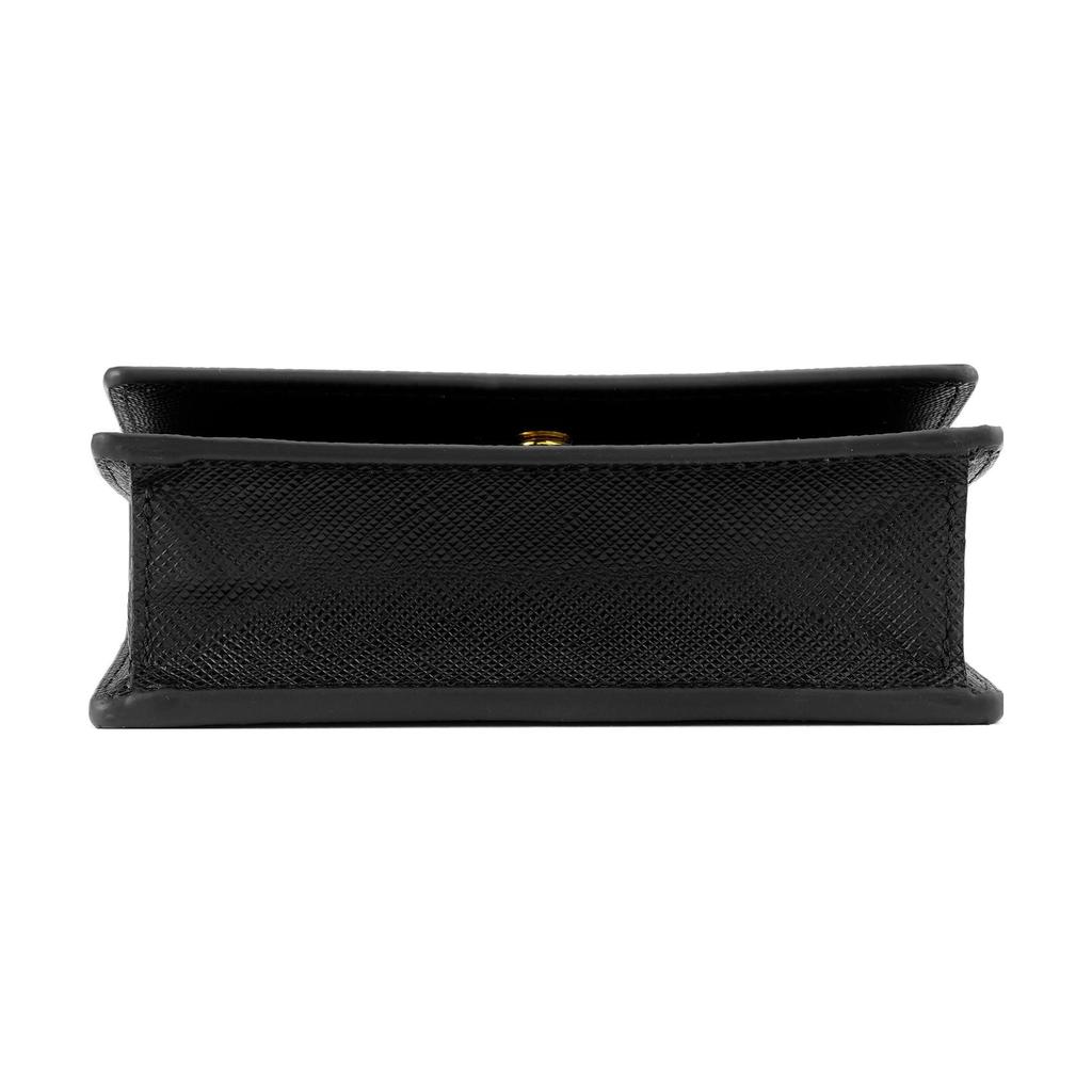Prada Cartera Porta Tarjetas de Cuero Saffiano con Cadena Cartera para Mujer Negra 1MR017_QWA_F0002