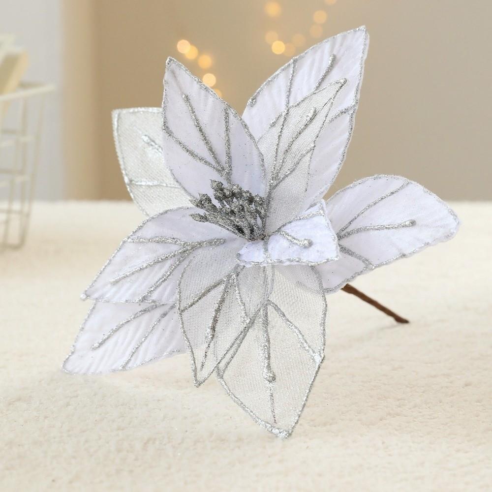 New 15CM Artificial Poinsettia Flower Glitter Sparkling Christmas Glitter Flower Sequins Sequins Flower Wedding Decoration